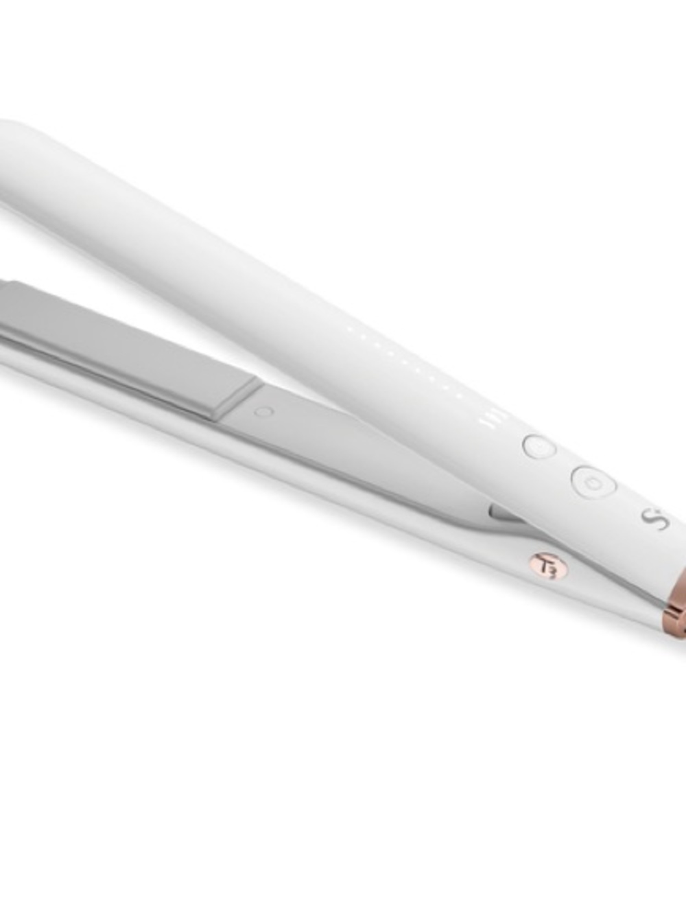 T3 White and Rose Gold Hair Straightener - Sleek Ceramic Flat Iron
